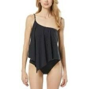 NWT Michael Kors asymmetrical black one shoulder chain bikini top  Size M